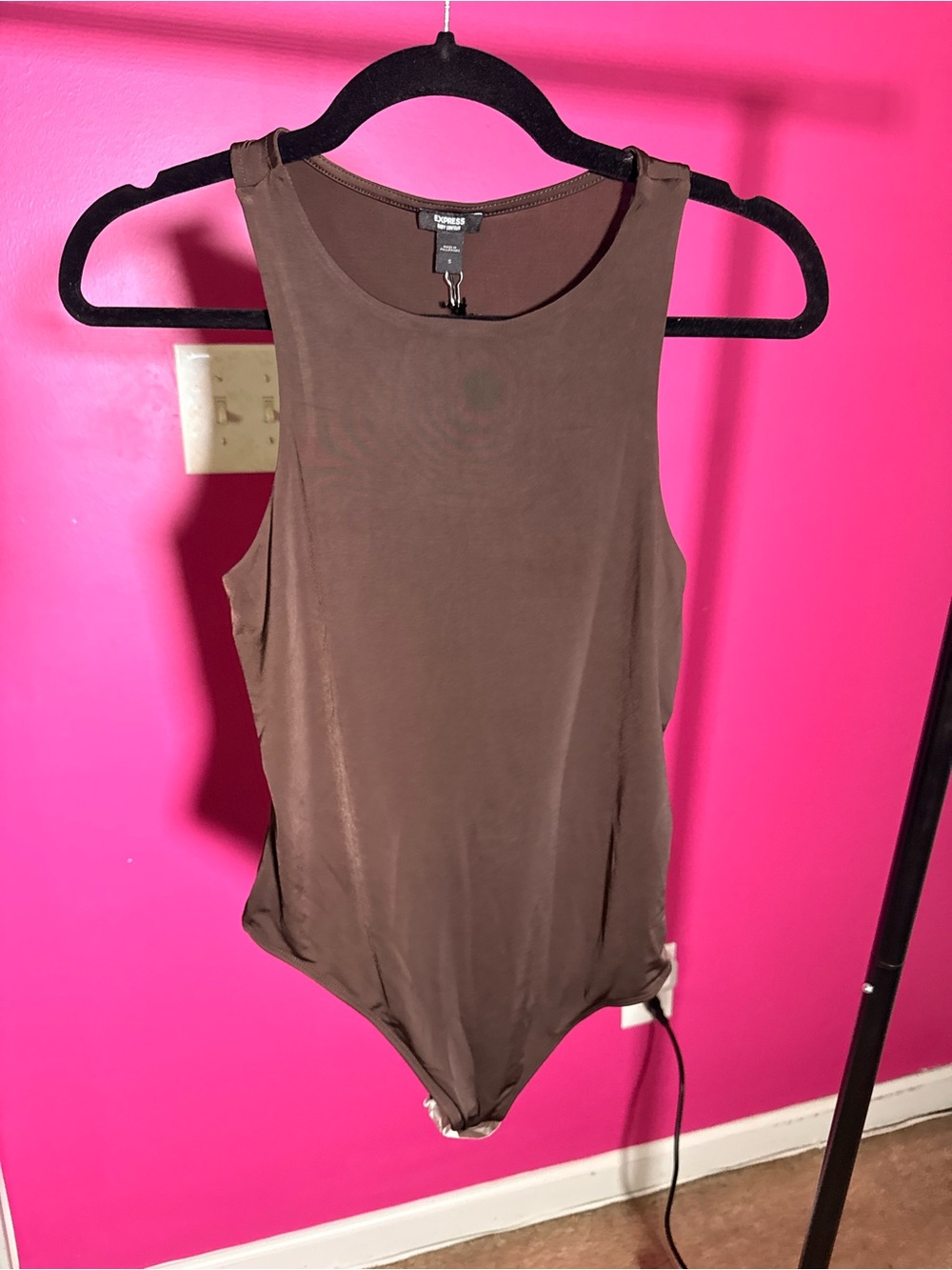 Express Brown Sleeveless Scoop Neck Bodysuit NWT